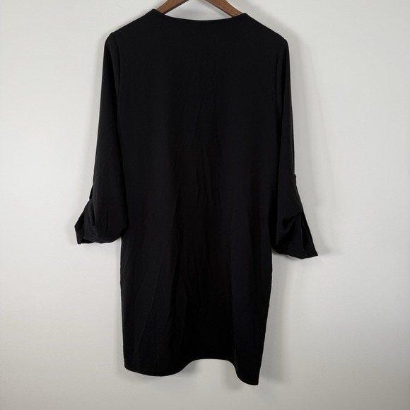 Apt 9 Women's Black Dress Mid Length Zipper 3/4 Sleeve Size Large - Picture 4 of 4